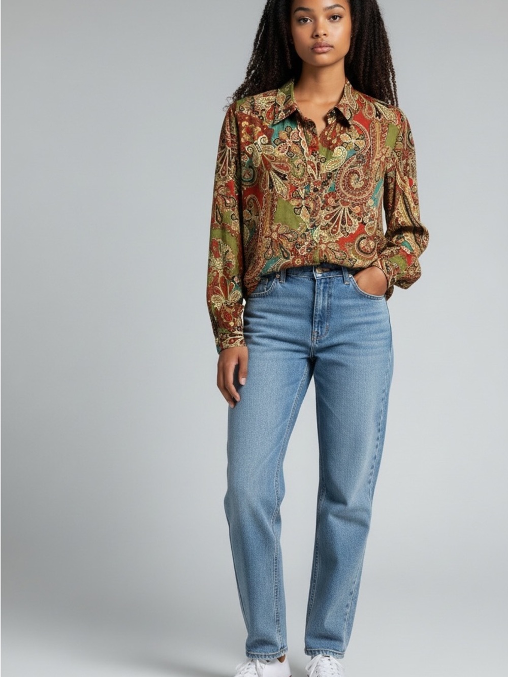 Lauren Ralph Lauren Boho Dark Academia Paisley 70’s Retro Maximalist Shirt M - Picture 14 of 14